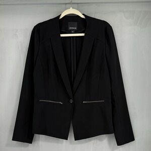 Trouve Women's  Medium Black Open Front Blazer Suit Jacket Pockets